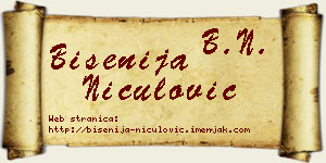 Bisenija Niculović vizit kartica